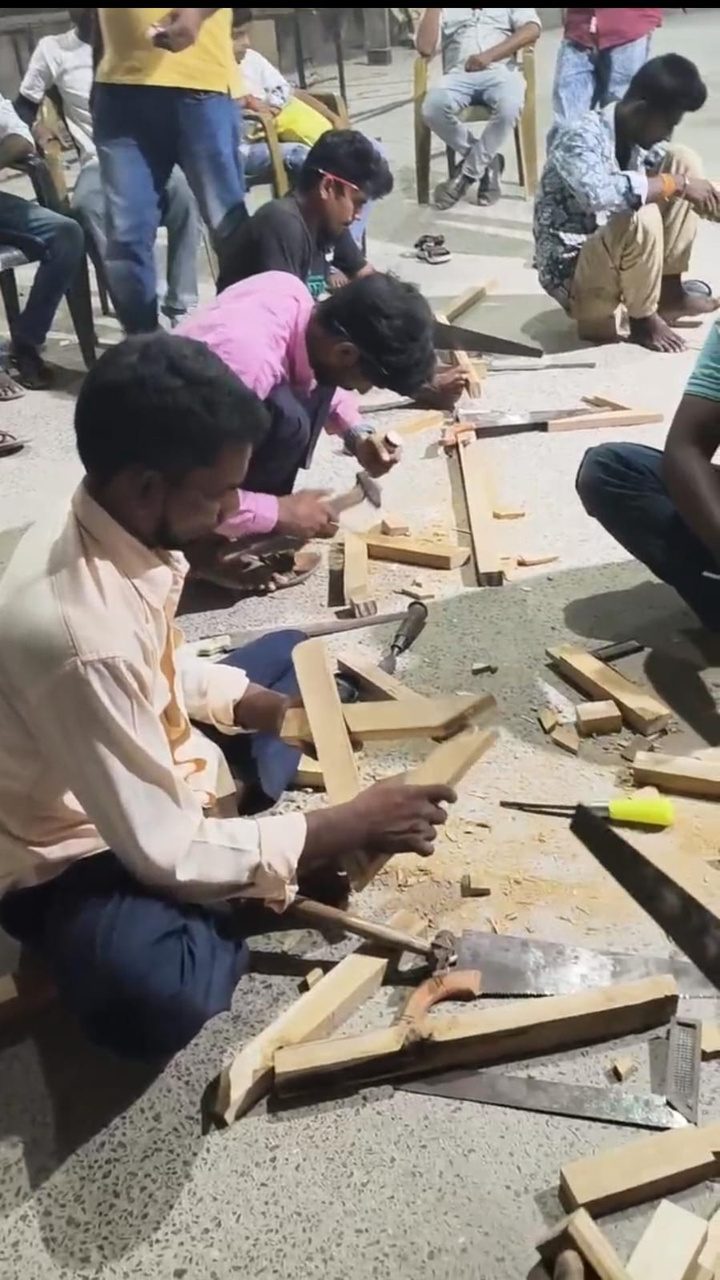 Candidate undergoing a practical welding trade test